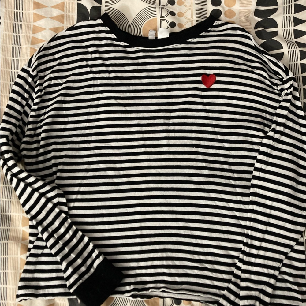 H&M Black and White Striped Top